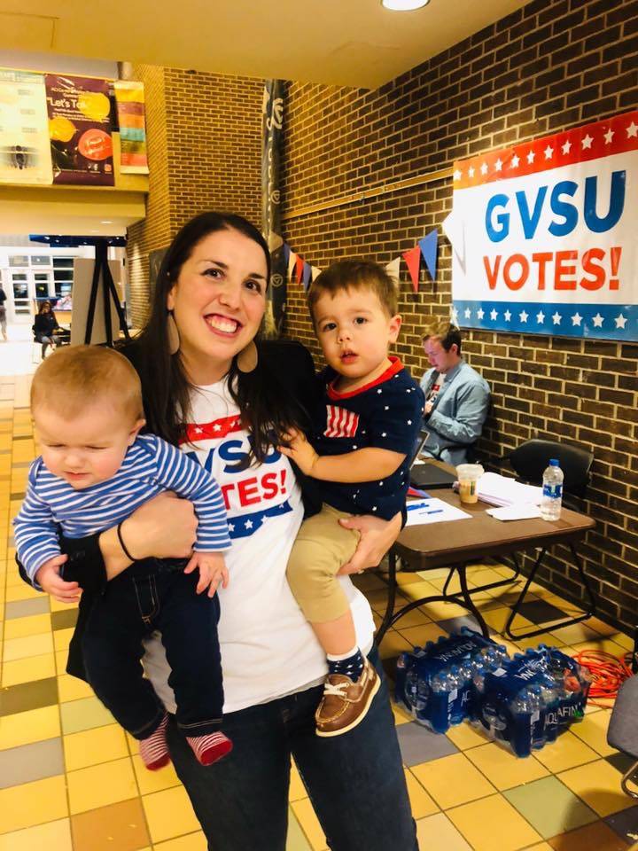 Staff and her kids on Election Day